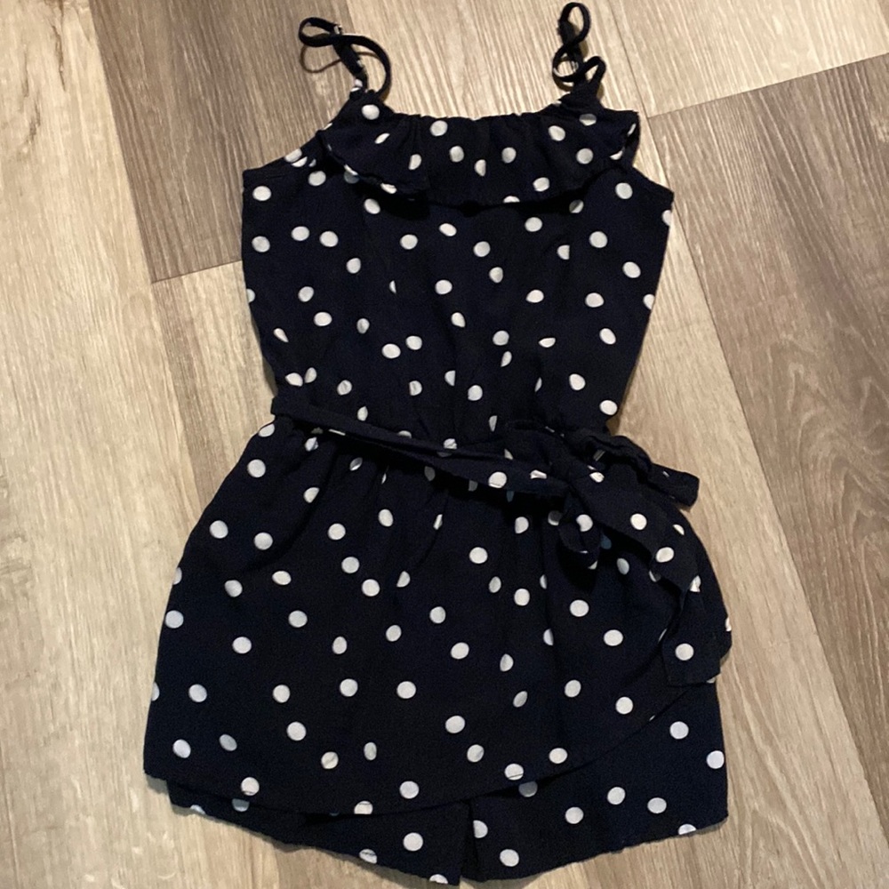 Abercrombie Kids navy blue and white romper size 9-10 - Picture 1 of 7